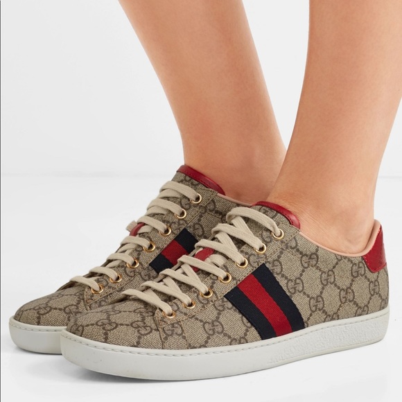Gucci Shoes - Gucci Supreme Low Top Lace Up Sneakers